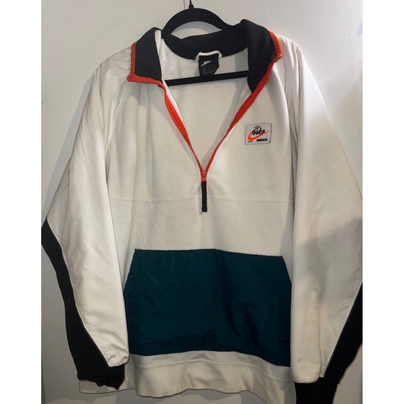 Nike Other - Nike Sportswear Quarter Zip Fleece Colorblock Pullover White Teal Mens XL